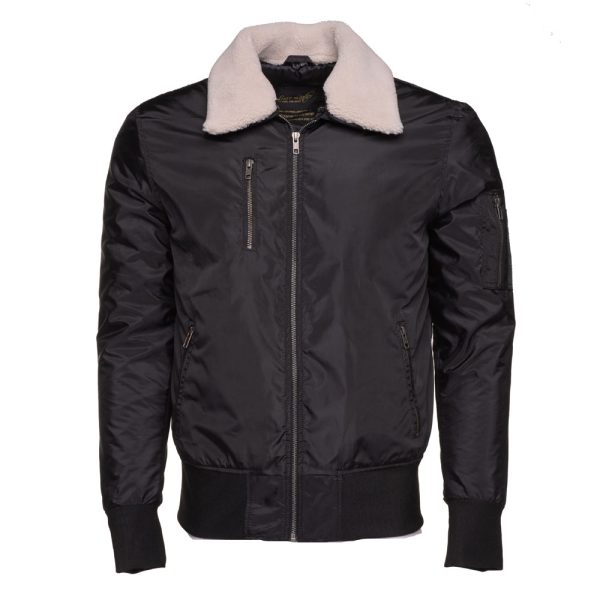 Riccardo_sBlackNylonflightjacketwithfurcollar