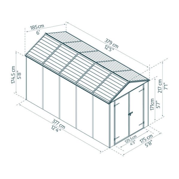 Canopia by Palram Rubicon 6 ft. W X 12 ft. D Aluminum Storage Shed - Image 10