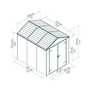 Canopia by Palram Rubicon 6 ft. W x 8 ft. D Aluminum Storage Shed - Image 7