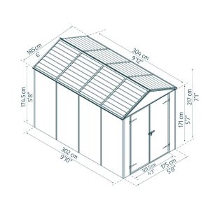 Canopia by Palram Rubicon 6 ft. W x 9 ft. D Aluminum Storage Shed - Image 10