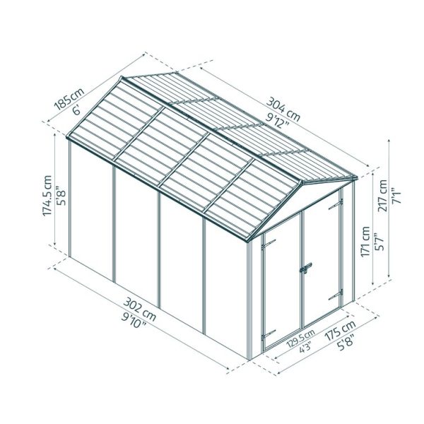 Canopia by Palram Rubicon 6 ft. W x 9 ft. D Aluminum Storage Shed - Image 10