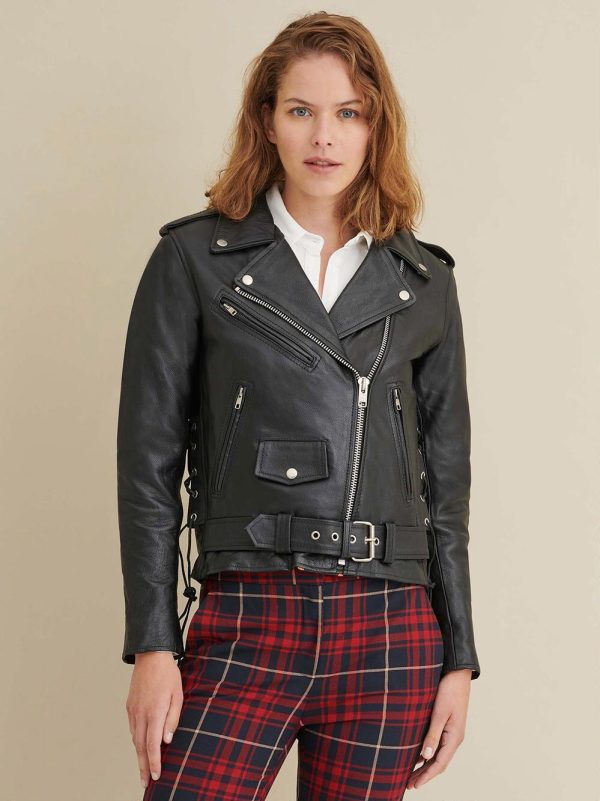 Cleo rider black leather jacket for women - Image 2