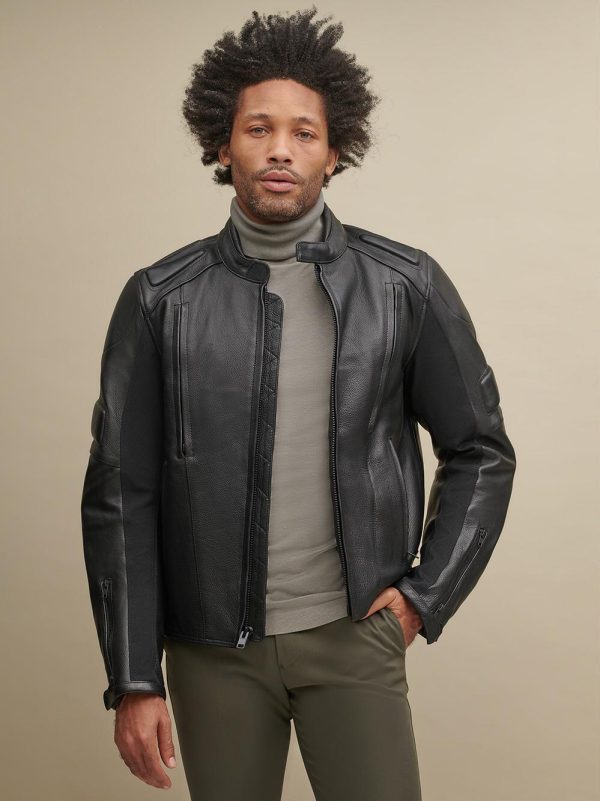 Gary black leather performance jacket for men - Image 2