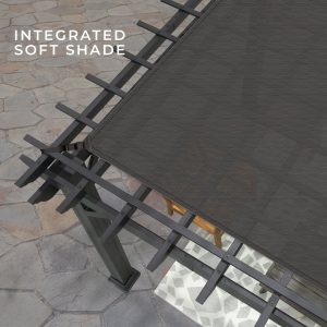 16×12 Stratford Traditional Steel Pergola With Sail Shade Soft Canopy - Image 7