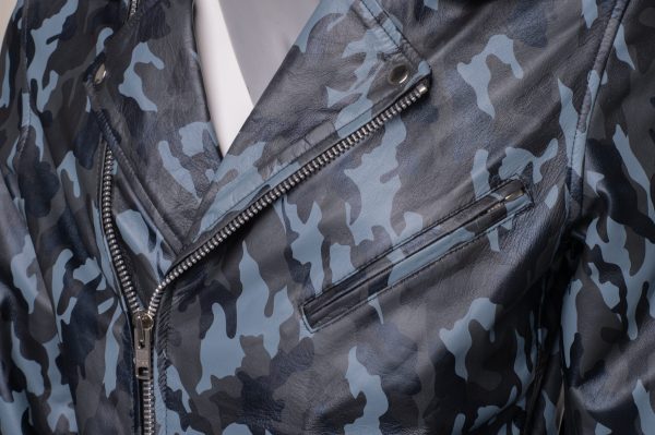 Aman Dowling’s Blue Camouflage biker style jacket - Image 4