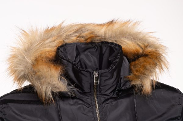 Isaac’s Black Nylon flight jacket with fur on collar - Image 5