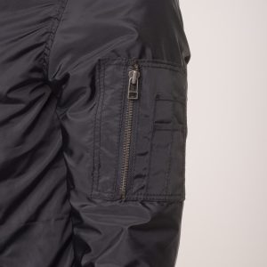 Allan’s black Nylon flight jacket with ribbed waist - Image 3