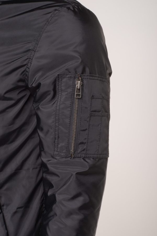 Allan’s black Nylon flight jacket with ribbed waist - Image 3
