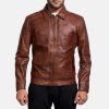 Inferno brown leather jacket for men - Image 2
