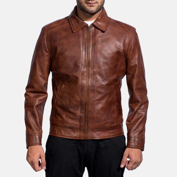 Inferno brown leather jacket for men - Image 2