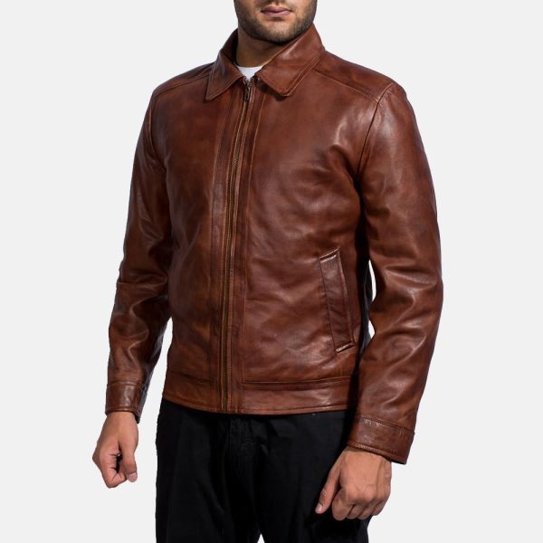Inferno brown leather jacket for men