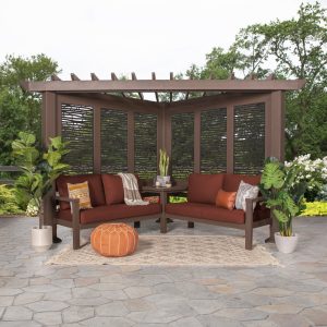 Hillsdale Traditional Steel Cabana Pergola with Conversational Seating - Image 3