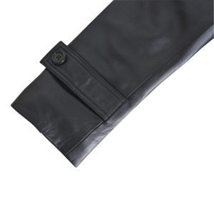 Eric’s black leather car coat with fur collar - Image 4