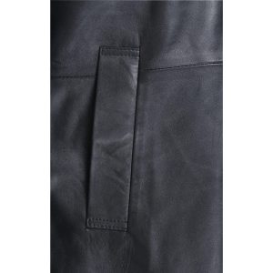 Eric’s black leather car coat with fur collar - Image 7