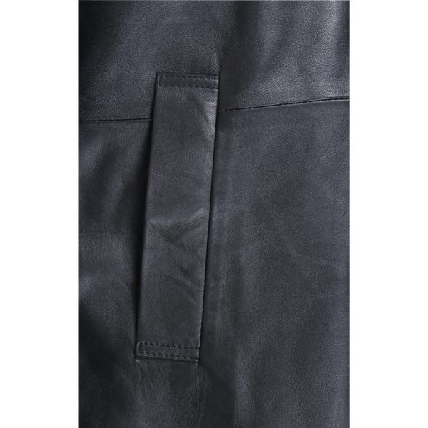 Eric’s black leather car coat with fur collar - Image 7