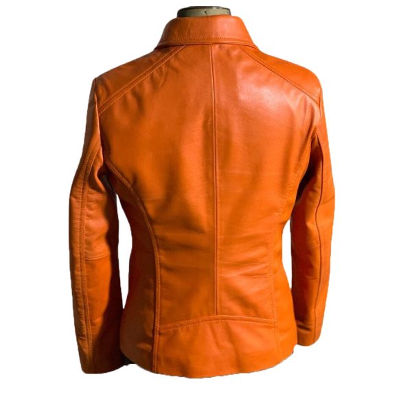 Amelia Women’s orange leather jacket - Image 2