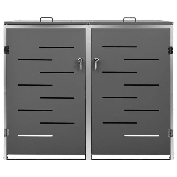 VidaXL Garbage Can Storage Wheelie Bin Trash Can Enclosure Stainless Steel - Image 4