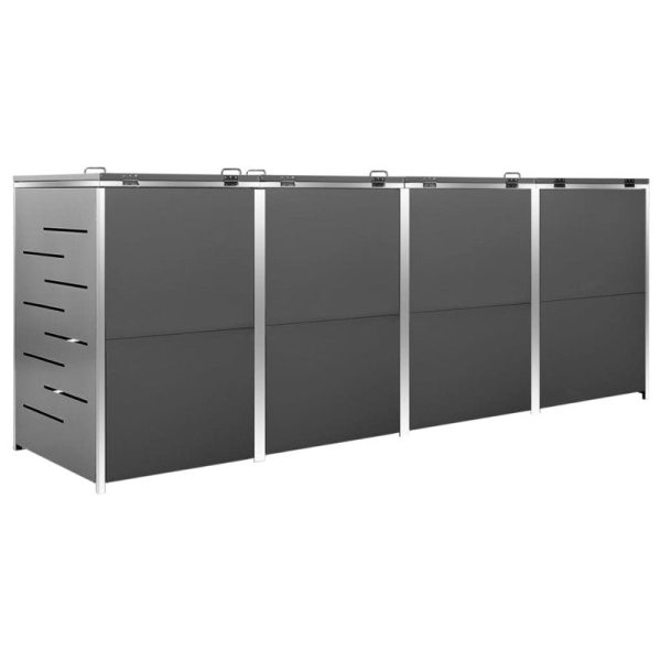 VidaXL Garbage Can Storage Wheelie Bin Trash Can Enclosure Stainless Steel - Image 5