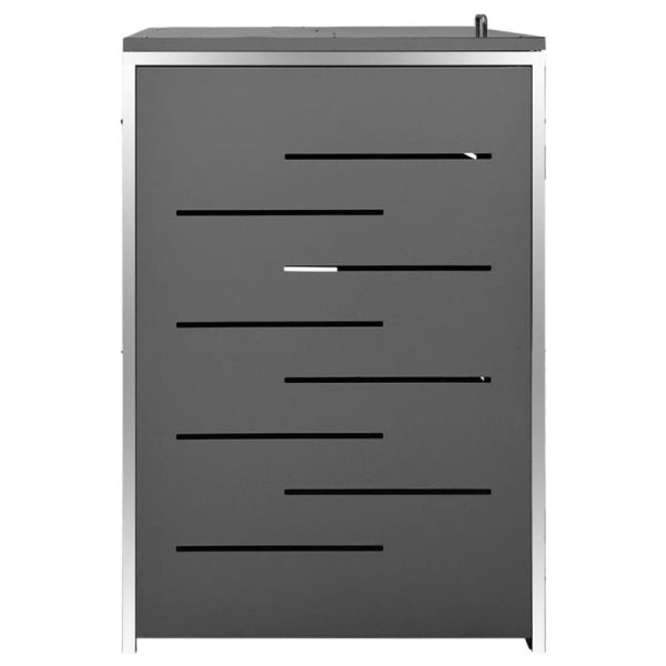 VidaXL Garbage Can Storage Wheelie Bin Trash Can Enclosure Stainless Steel - Image 3