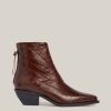 Lenora brown leather croc boots for women - Image 2