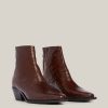 Lenora brown leather croc boots for women - Image 4