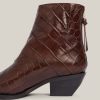Lenora brown leather croc boots for women - Image 3