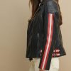 Grace asymmetrical black leather jacket for women - Image 4
