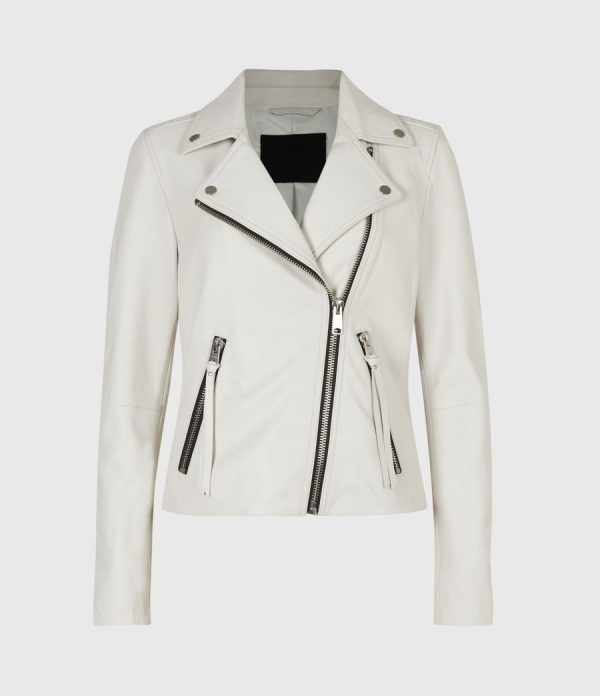 Dalby white leather biker jacket for women - Image 2
