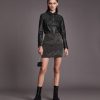 Stanway black leather shirt jacket for women