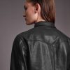Stanway black leather shirt jacket for women - Image 3