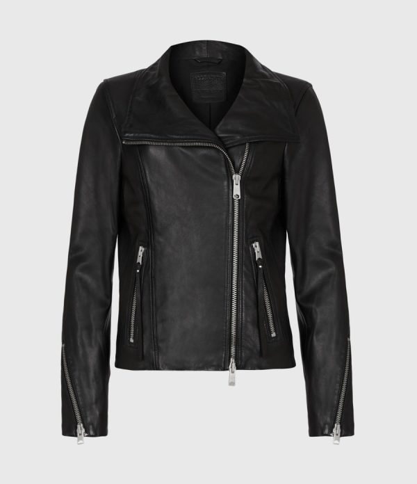 Ellis black leather biker jacket for women - Image 2