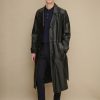 Murray black leather trench coat for men