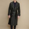 Murray black leather trench coat for men - Image 3