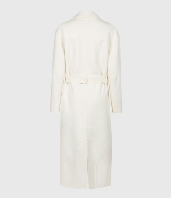 Hazel wool blend white coat for women - Image 2