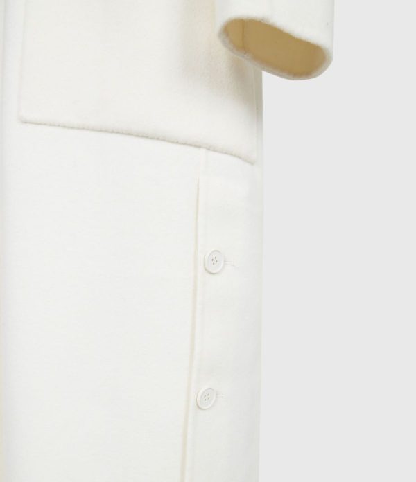 Hazel wool blend white coat for women - Image 3
