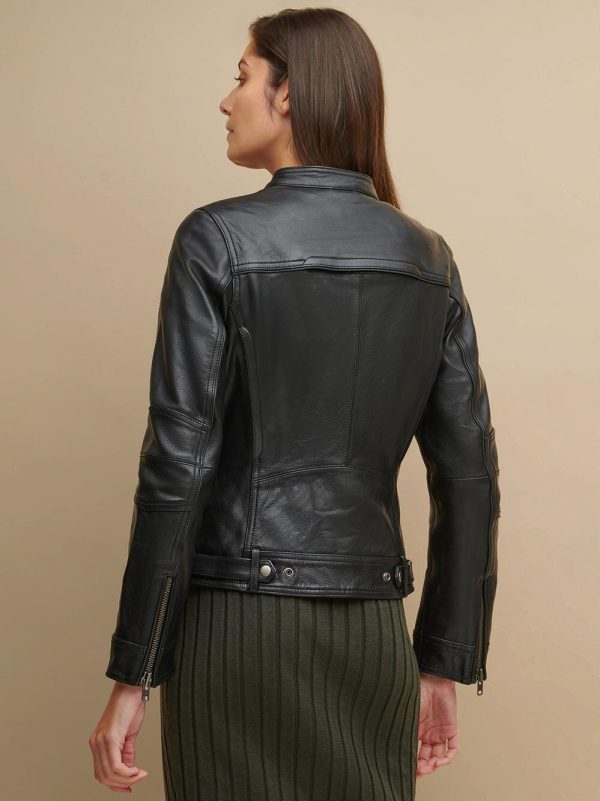 Morgan biker black leather jacket for women - Image 3
