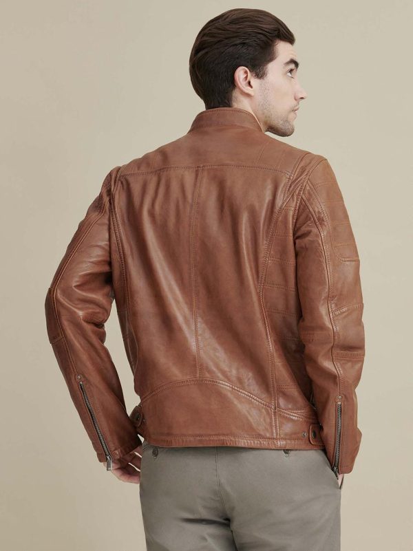 Josh brown leather moto jacket for men - Image 2