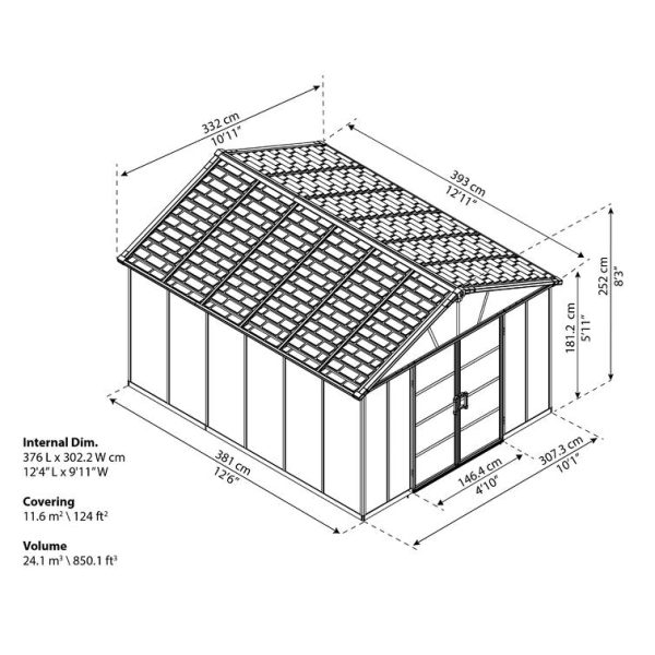 Canopia by Palram Yukon 11 ft. W x 13 ft. D Plastic Storage Shed - Image 11