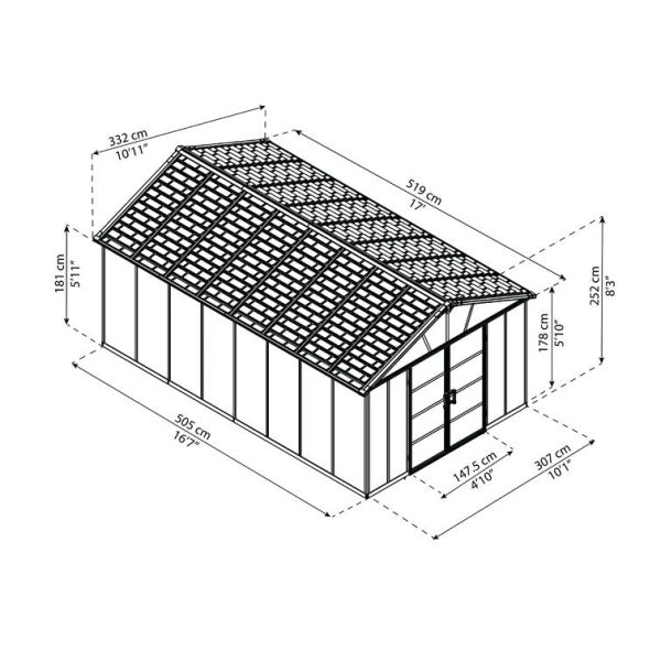 Canopia by Palram Yukon 11 ft. W x 17 ft. D Plastic Storage Shed - Image 9