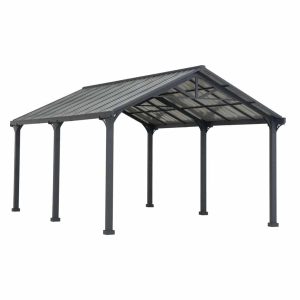 AutoCove 12×20 Gray Steel Frame Gable Roof Metal Carport/Gazebo with 2 Ceiling Hooks - Image 17