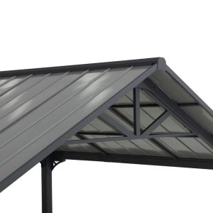 AutoCove 12×20 Gray Steel Frame Gable Roof Metal Carport/Gazebo with 2 Ceiling Hooks - Image 14