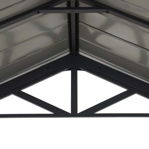 AutoCove 12×20 Gray Steel Frame Gable Roof Metal Carport/Gazebo with 2 Ceiling Hooks - Image 13