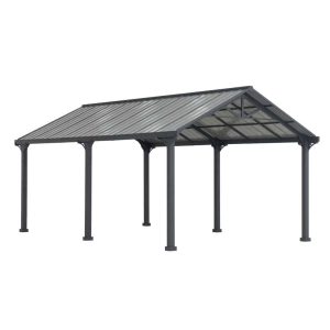 AutoCove 12×20 Gray Steel Frame Gable Roof Metal Carport/Gazebo with 2 Ceiling Hooks - Image 16