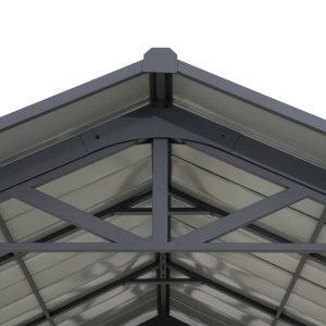 AutoCove 12×20 Gray Steel Frame Gable Roof Metal Carport/Gazebo with 2 Ceiling Hooks - Image 9
