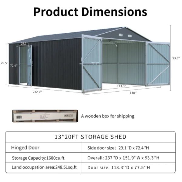 Spacious Outdoor Storage Shed With Double Front - Image 9