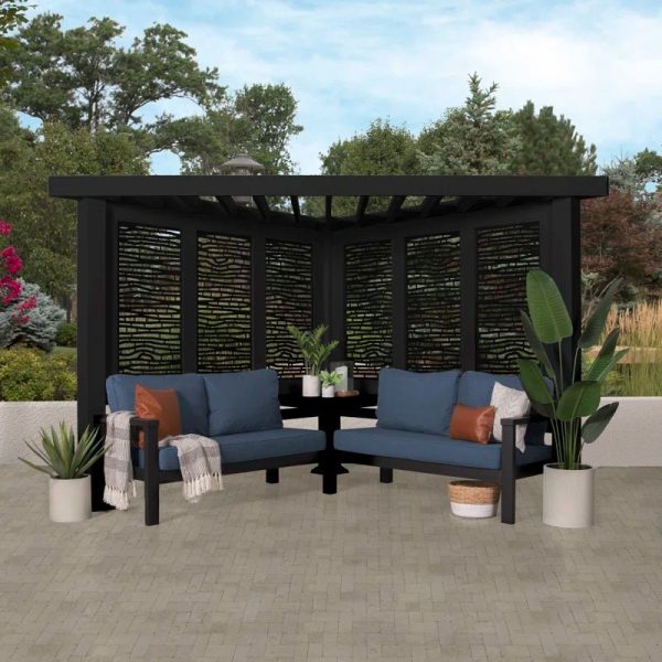 Glendale Modern Steel Pergola with Canopy / Finish: Red - Image 5