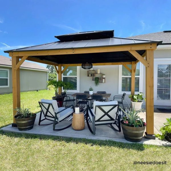 Archwood Patio Cedar Framed Steel Hardtop Gazebo - Image 6