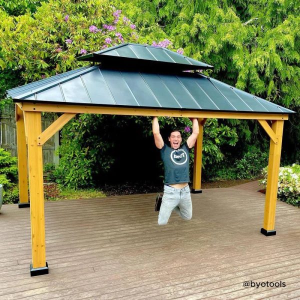 Archwood Patio Cedar Framed Steel Hardtop Gazebo - Image 14