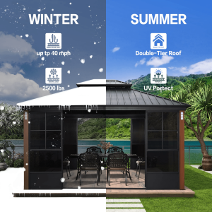 Hardtop Gazebo For Patio Screen House Backyard Sunroom With LED Lights Outdoor Aluminum Solarium Canopy 12′ x 14′ - Image 19