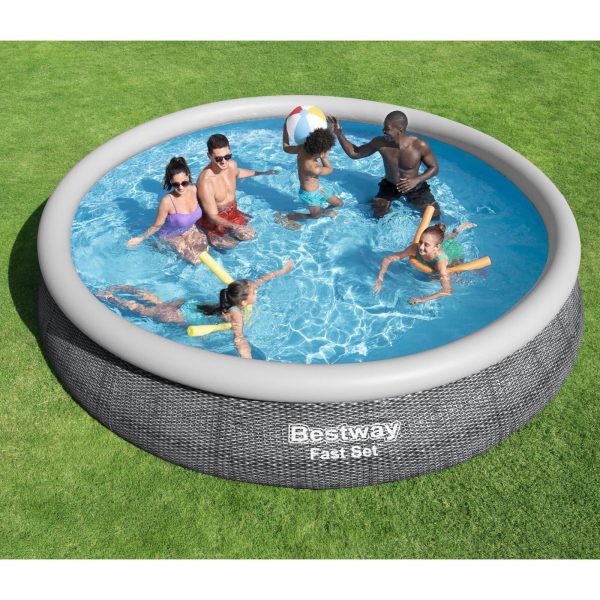 Bestway Fast Set 15'x33" Round Inflatable Outdoor Above Ground Swimming Pool Set - Image 3